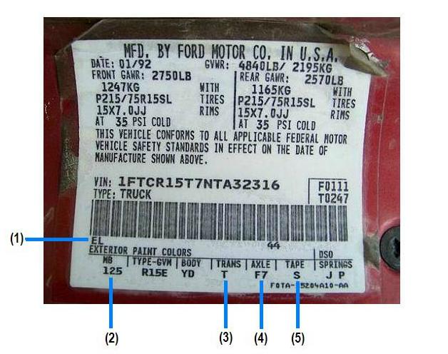 1998 Ford ranger color codes #1