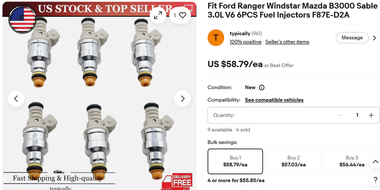 1999 3.0L Vulcan Injector types?
