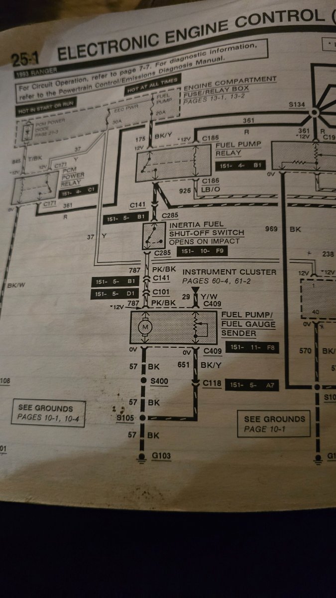 94 Ranger Fuel Pump wiring pinout