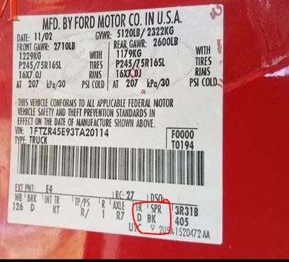 How to know what "code" leaf spring will fit my ranger?