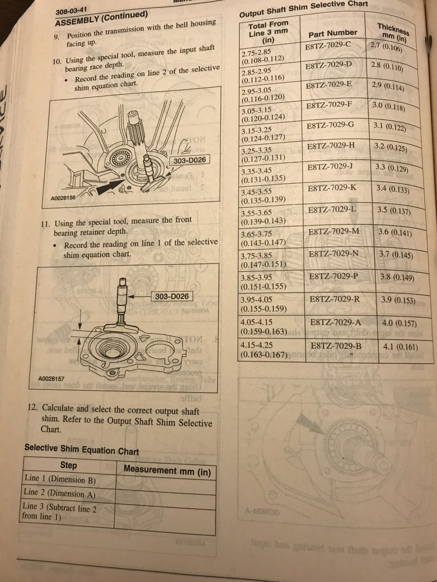 input bearing shim info