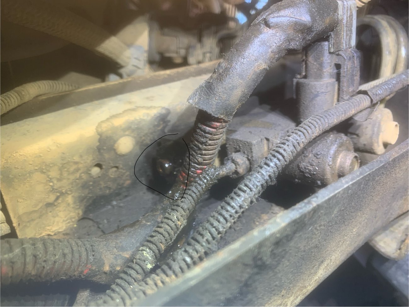 Is there supposed to be cap on my proportioning valve? Realized I’ve been topping off brake fluid because it oozes out of the end there (circled)