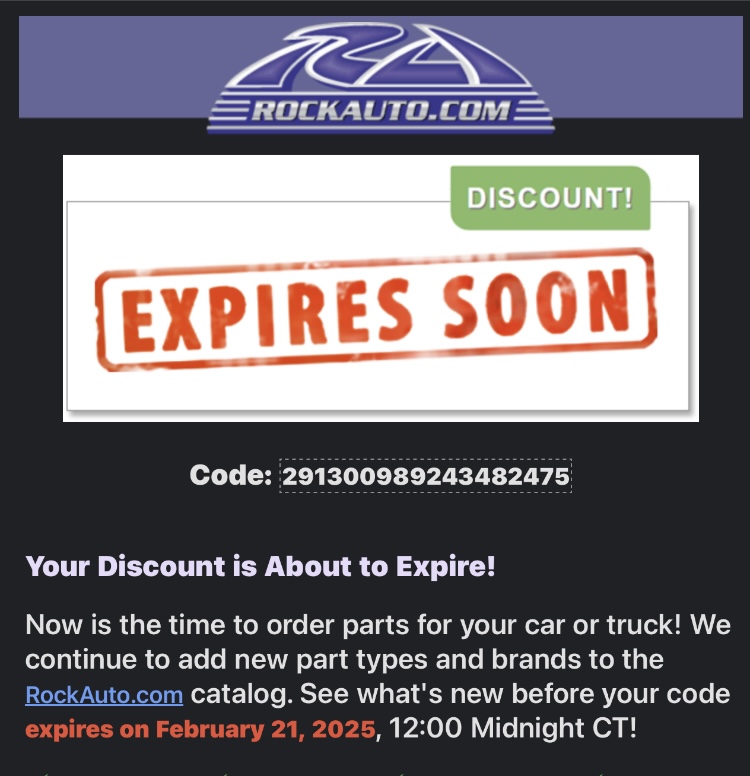 rock auto discount code