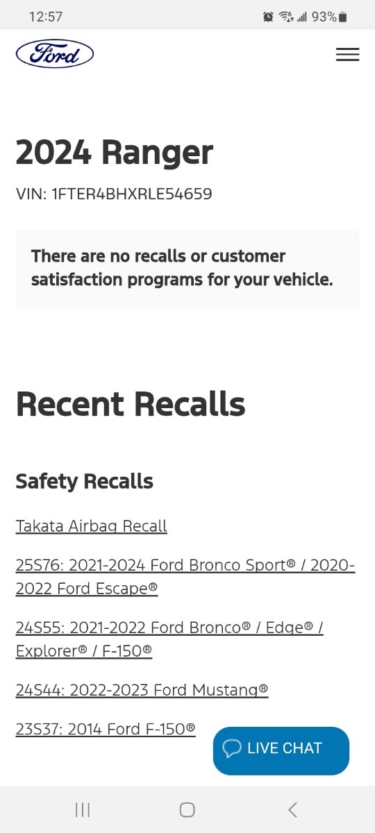 2025 Ford Ranger Electronic Brake Booster  Recall