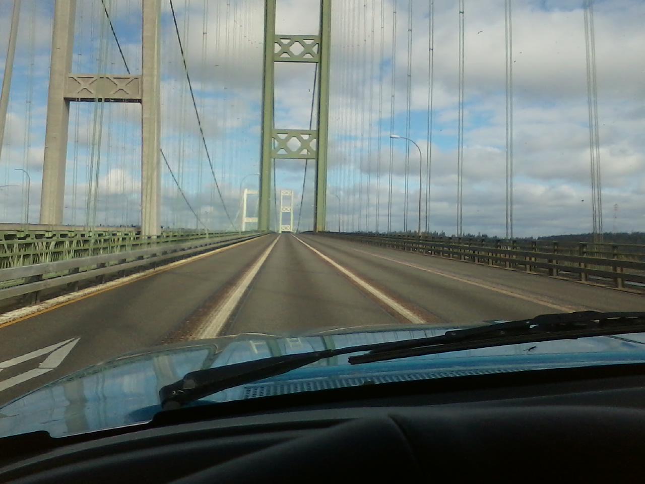Driving my 93 f-150 4x4 over the tacomas narrow bridge.