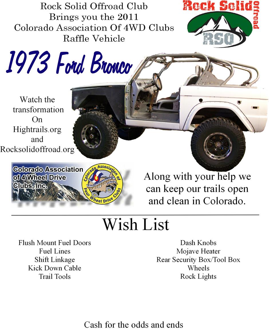 Colorado Association of 4WD Clubs Raffle Bronco Build
