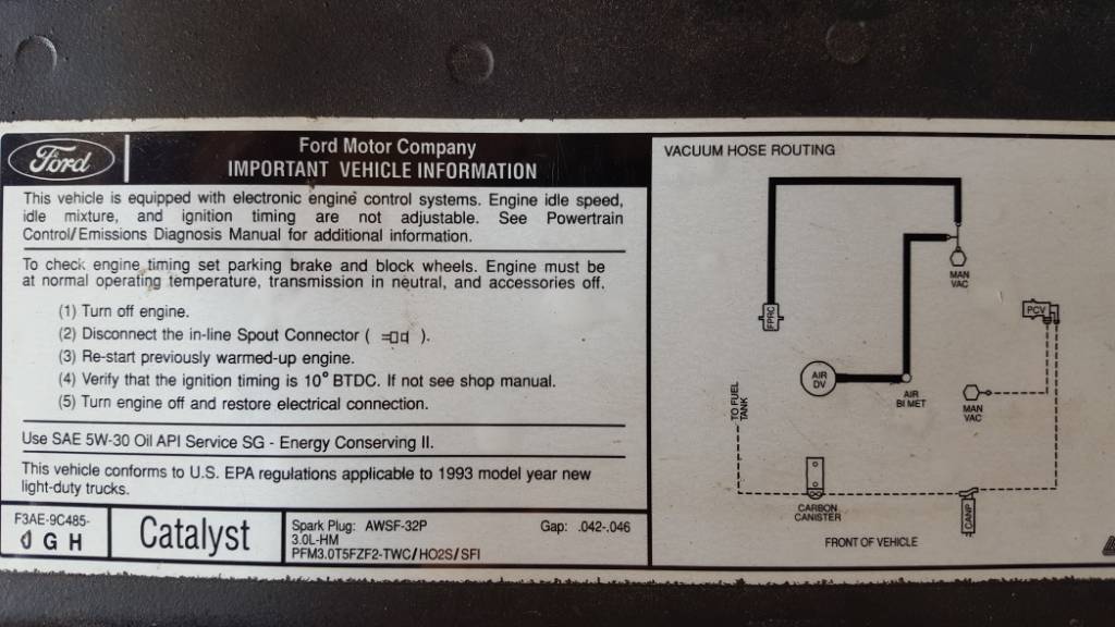 Vacuum diagram, 92 3.0
