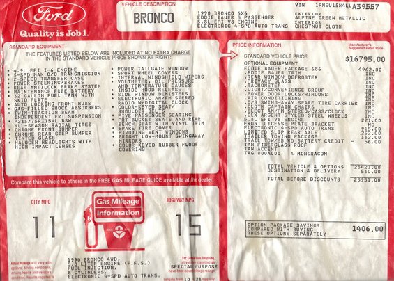 First gen window sticker