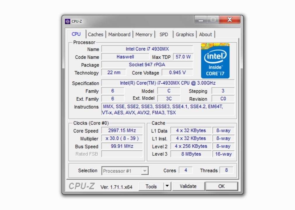 Lenovo W540 CPU Measurements
