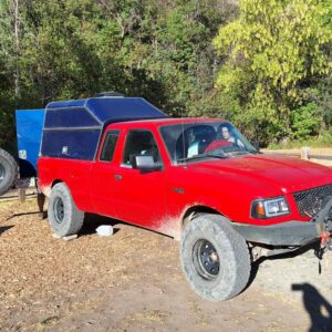Right front view of Ford Ranger built for overlanding