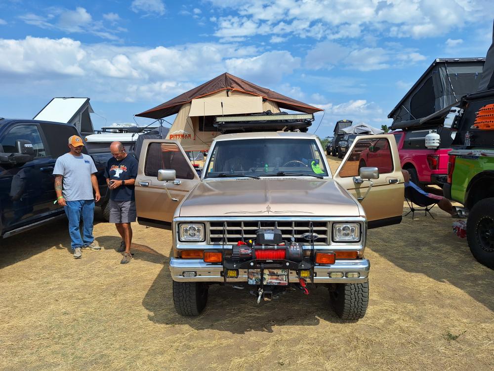 Front close-up of the Ford Ranger STX grille guard with X-Bull 10K winch.