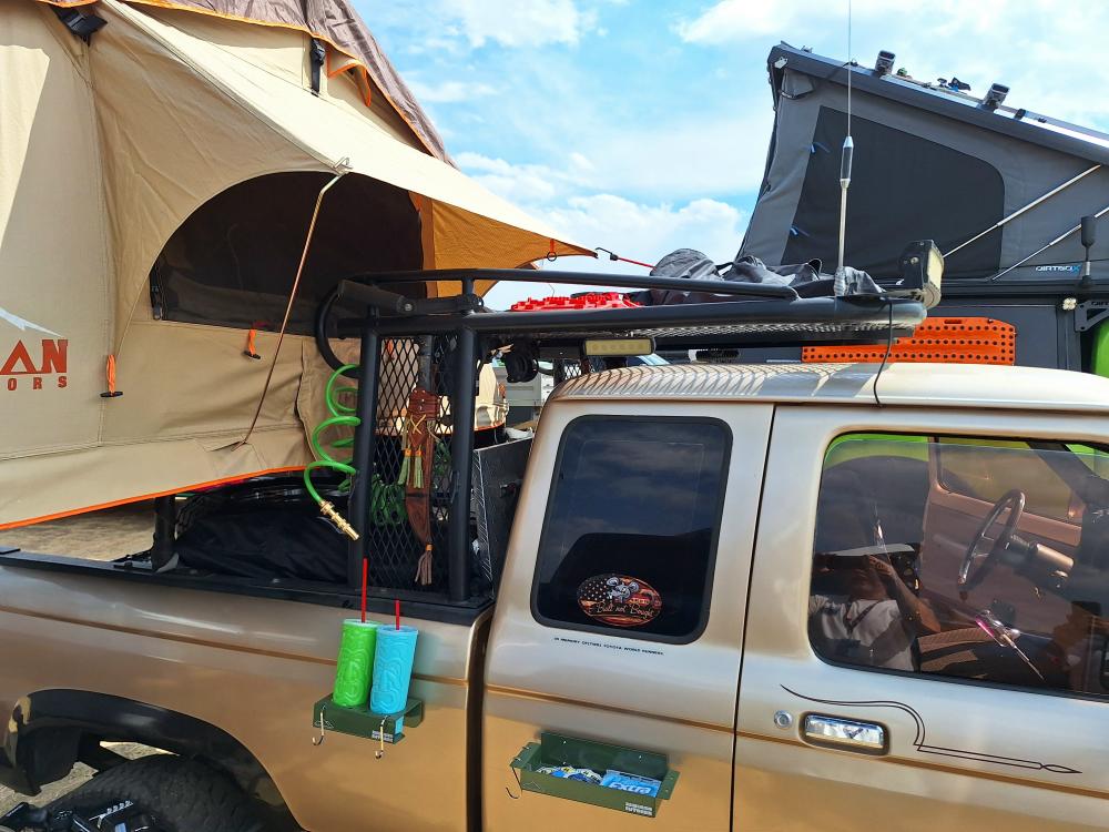 Passenger side view of Carpenters roof rack.