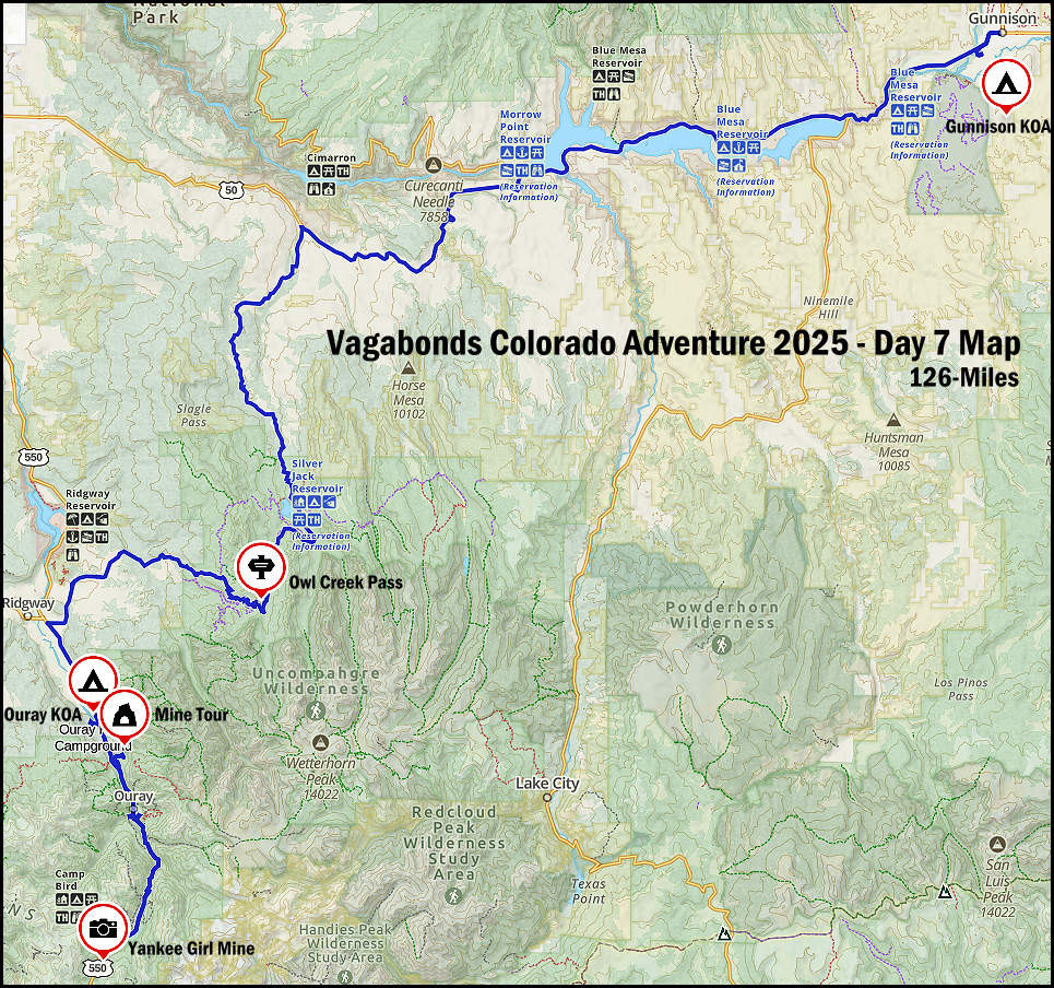 Vagabonds Colorado Adventure Day 7 Map