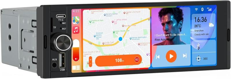 single DIN radio with android auto and car play