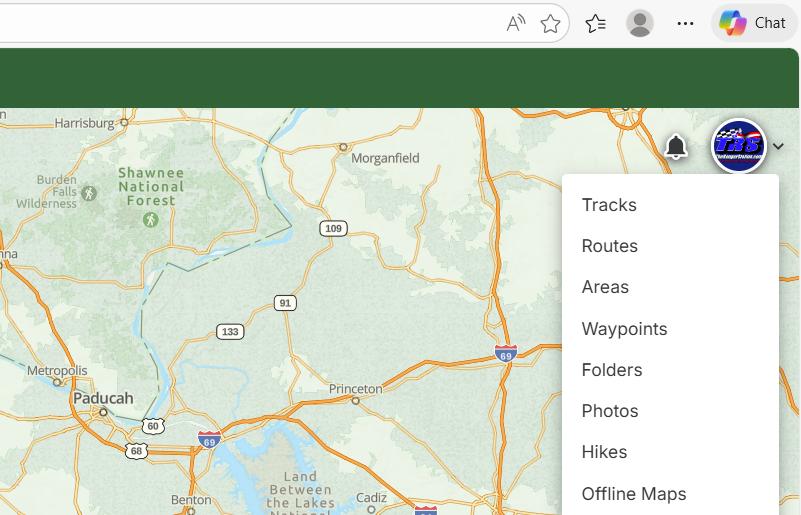 Use drop-down menu and click on tracks