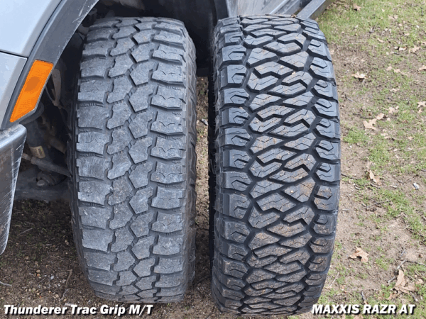 Maxxis RAZR AT review tread comparison vs Thunderer Trac Grip MT