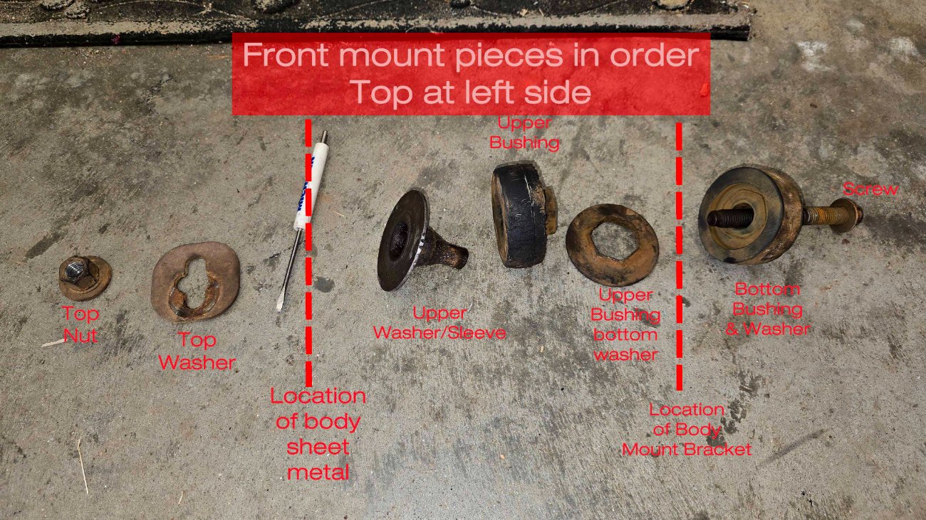 Front mount pieces in order top at left side