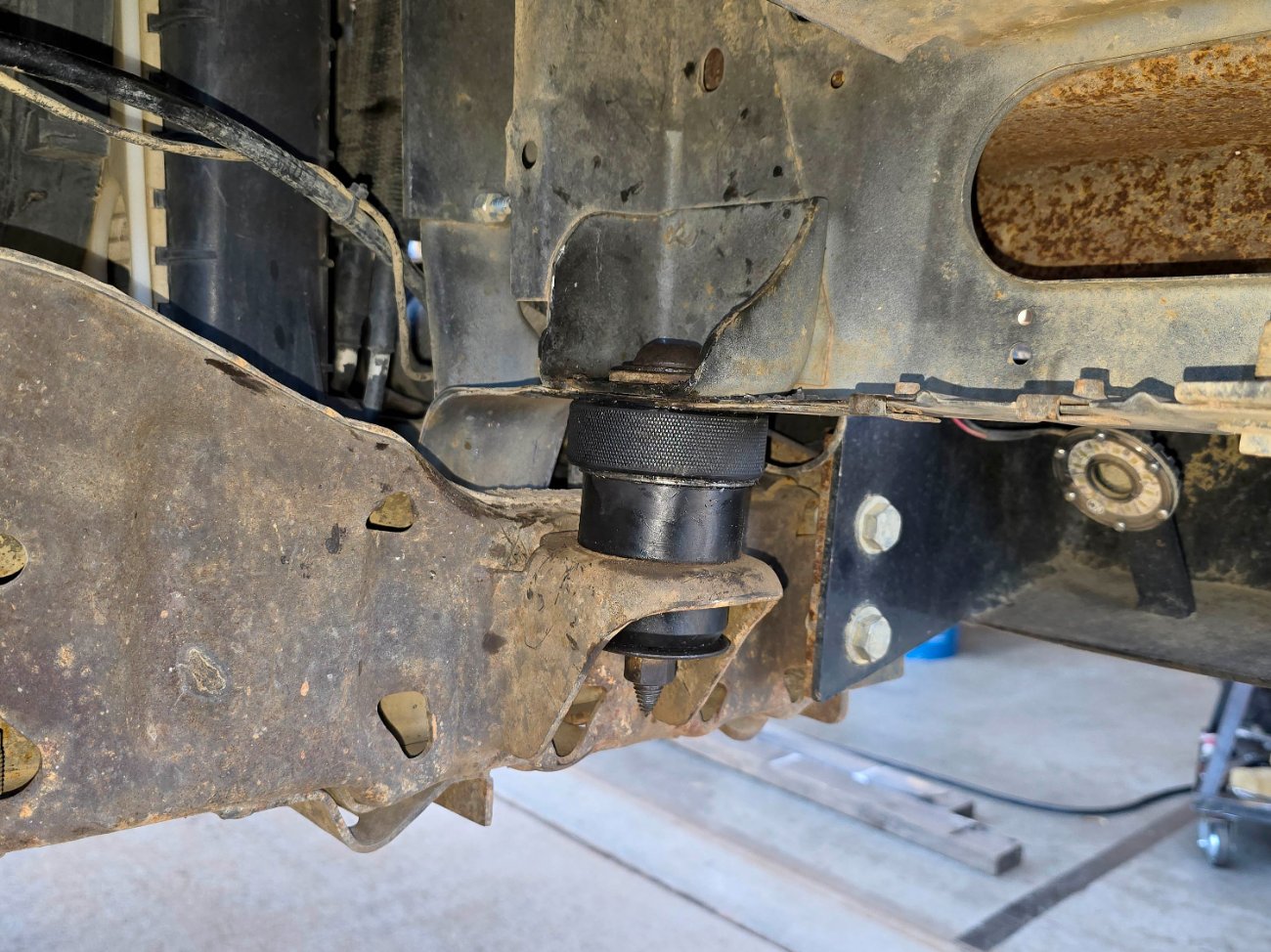 New bushing and spacer installed