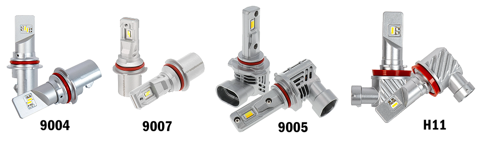 9004, 9005, 9007, and H11 headlight bulbs