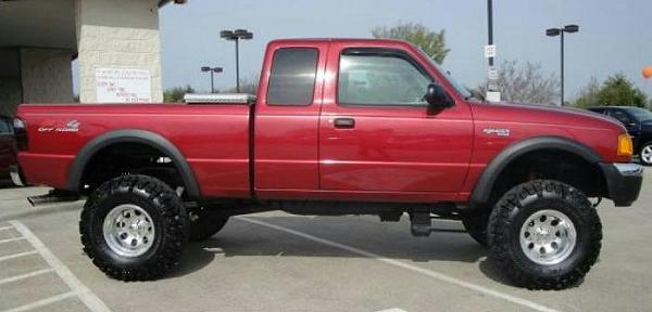 2002 Ford Ranger with 4-Inch suspension lift, 3-inch body lift, and 35" tires