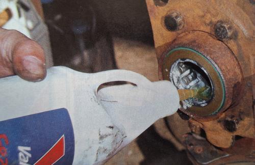 Lube the axle bearing with gear lube