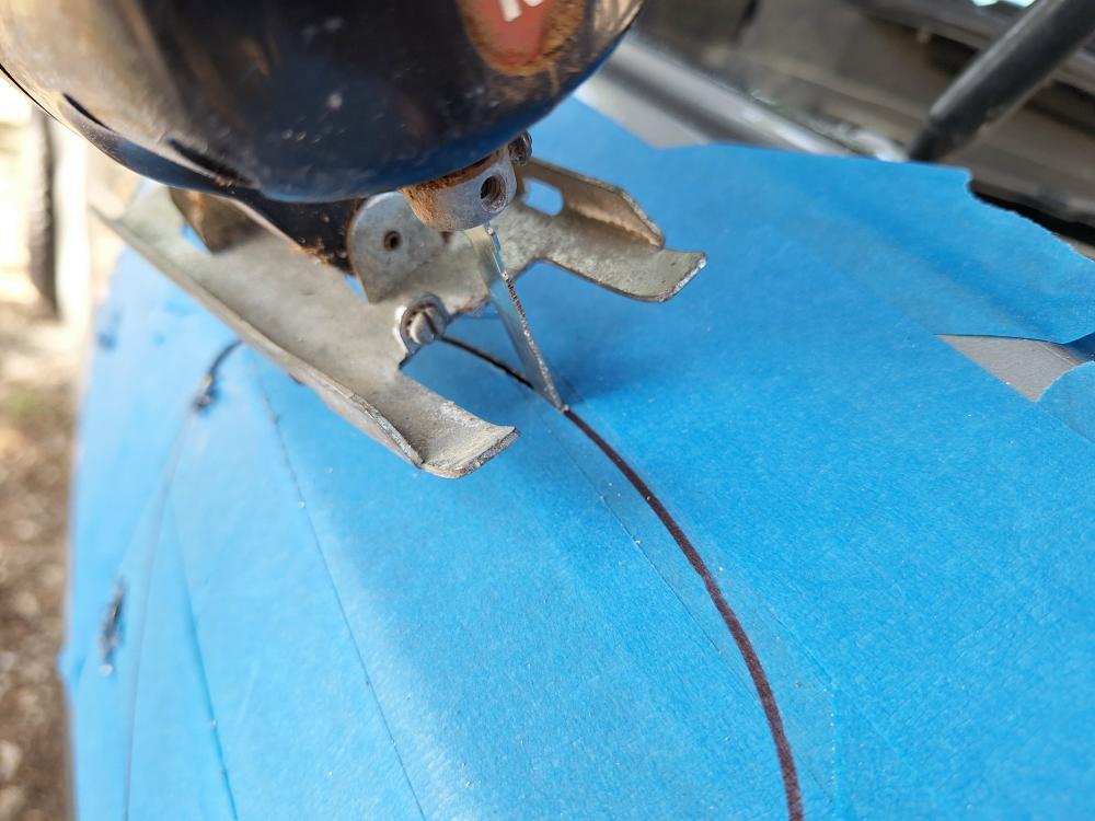 Cutting out the hole with a jig saw