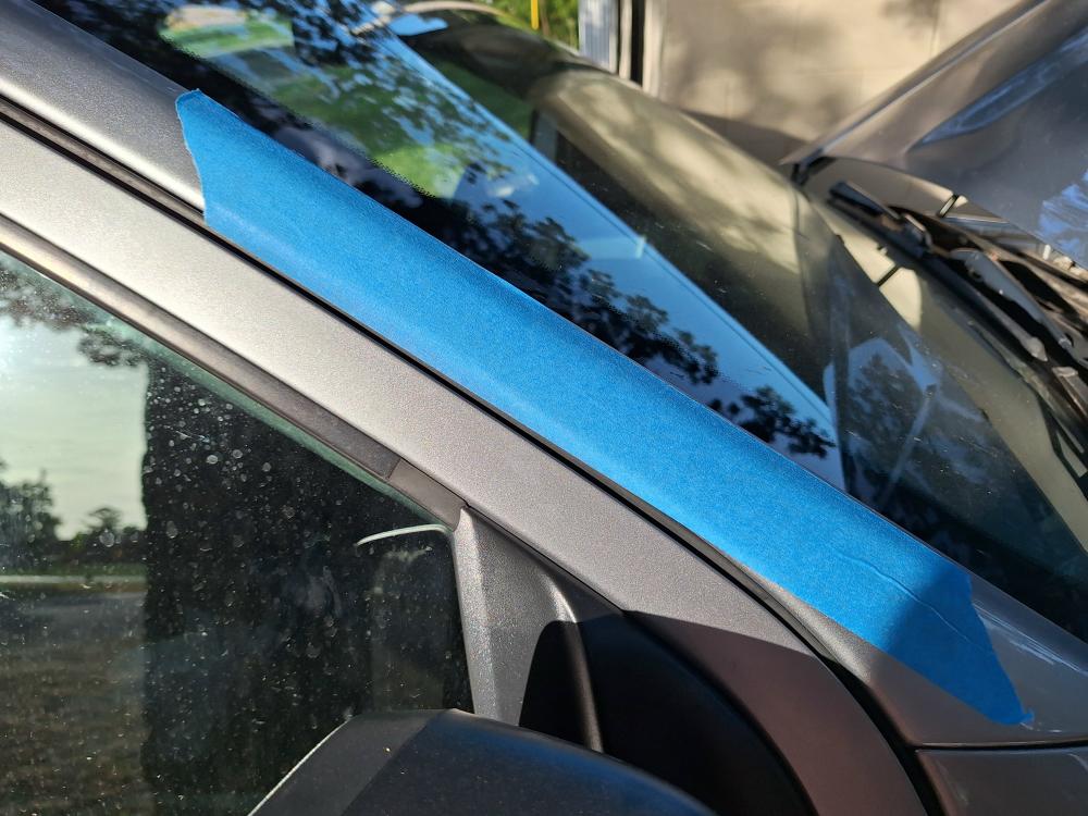 Cover the A-pillar with masking tape