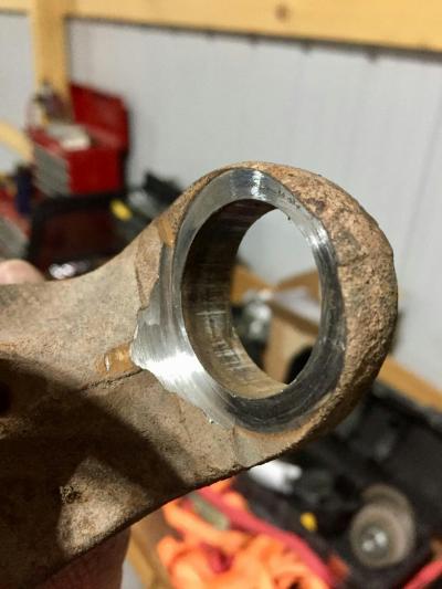 Axle yoke after grinding for full circle c-clip