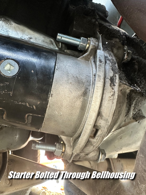 Ford 2.8L starter bolted through bellhousing