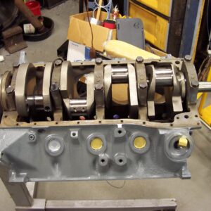 Painted the block, put in the core plugs and dropped the crank right in. No clearancing necessary whatsoever in a BBF!