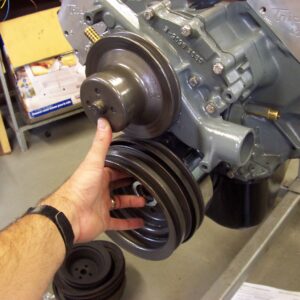 302 water pump pulley and a stock 460 lower pulley correct belt misalignment caused by using the early water pump.