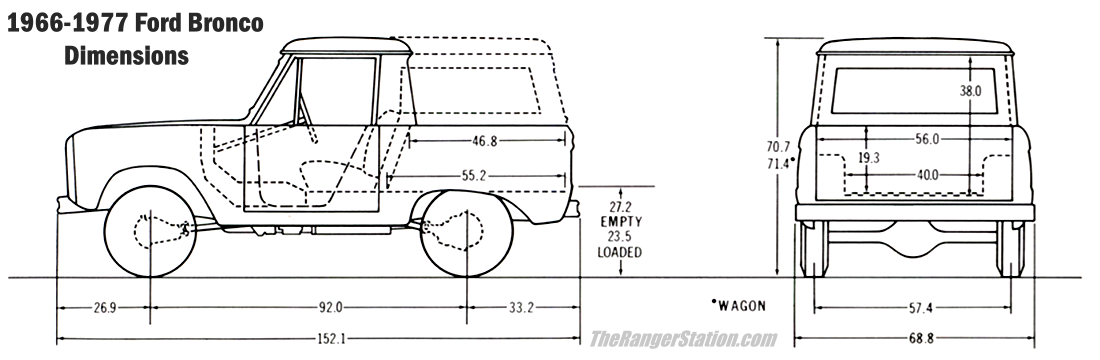 1966-1977 Ford Bronco Dimensions