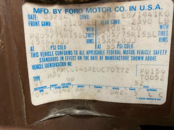Ford Bronco II Federal Sticker