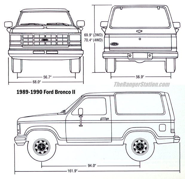 1989-1990 Ford Bronco II Dimensions