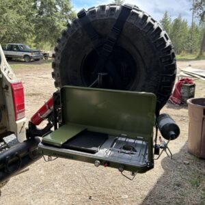 Bronco II swing out tire carrier and camp stove
