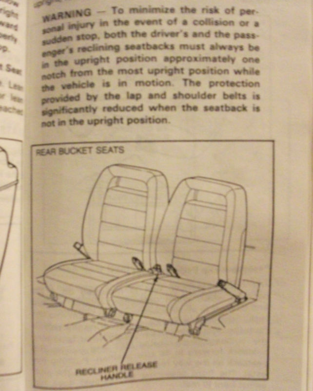 Ford Bronco II Reclining Seat Manual