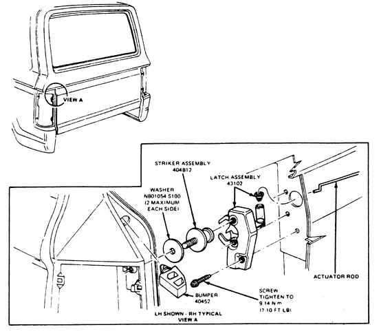 Ford Bronco II liftgate diagram