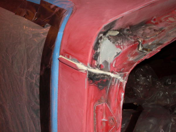 Rear hatch area sanded