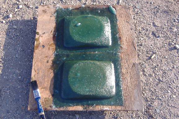 Fiberglass parts drying in the sun