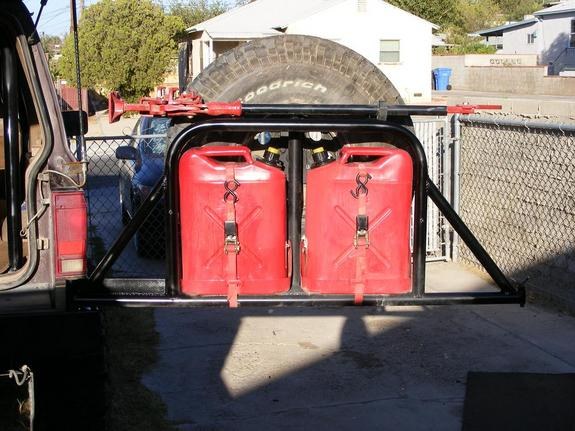 Ford Bronco II spare tire and gas can holder