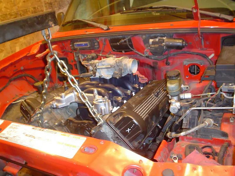 Setting the 4.6L in the engine bay.