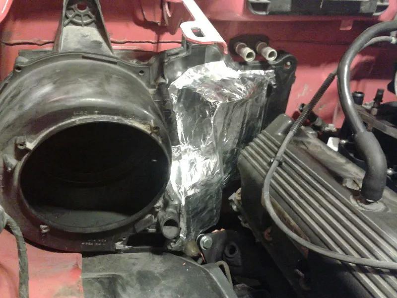 Heater box sealed with aluminum tape.
