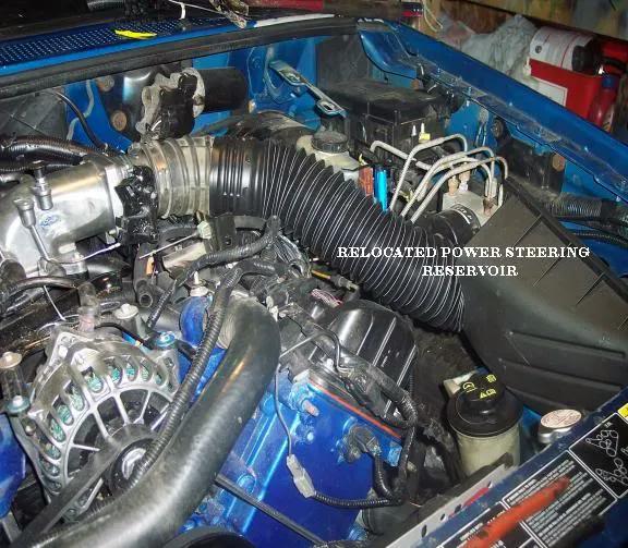 relocated power steering reservoir